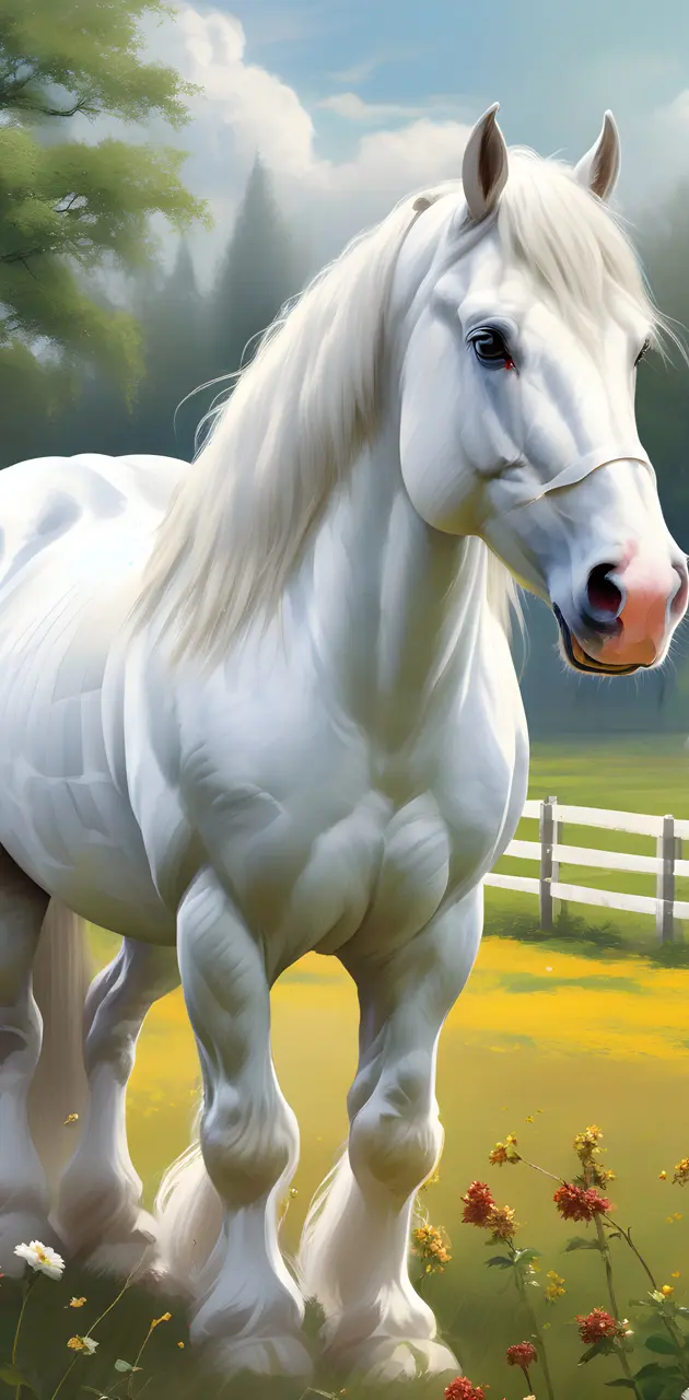 a white horse with a white mane