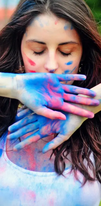 blue and pink paint