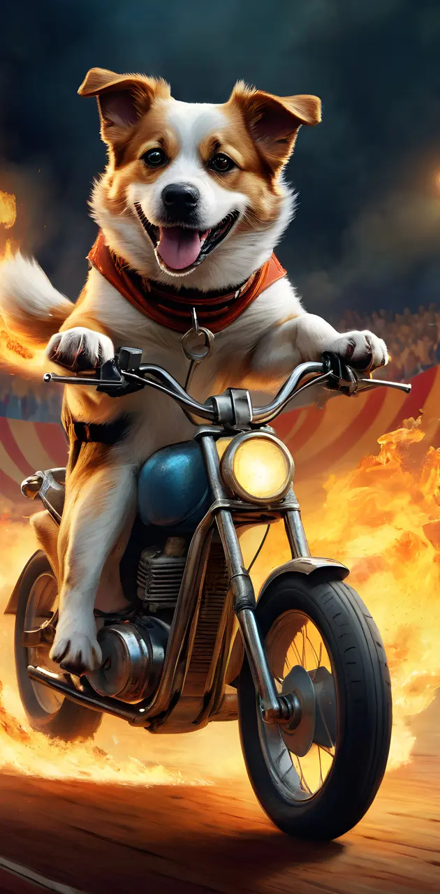 a dog sitting on a motorcycle