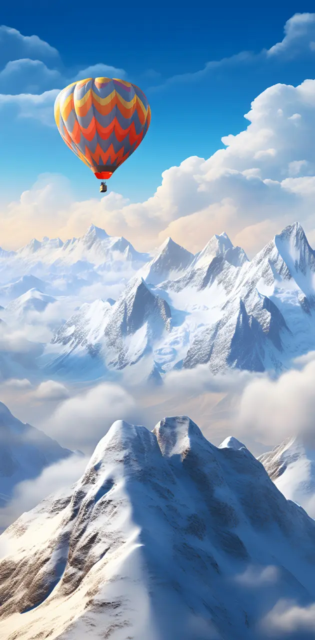 Balloon over mountains