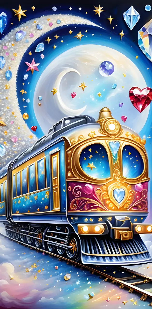 a colorful train with stars
