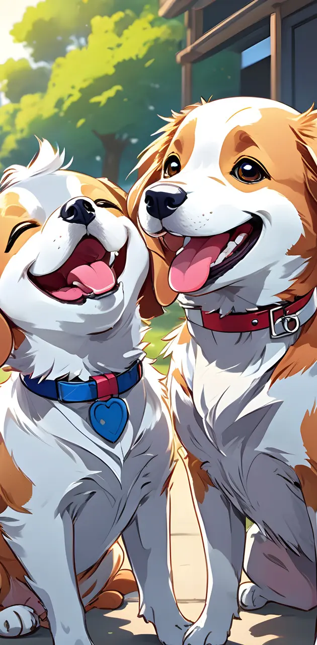 Two cute cartoon dogs