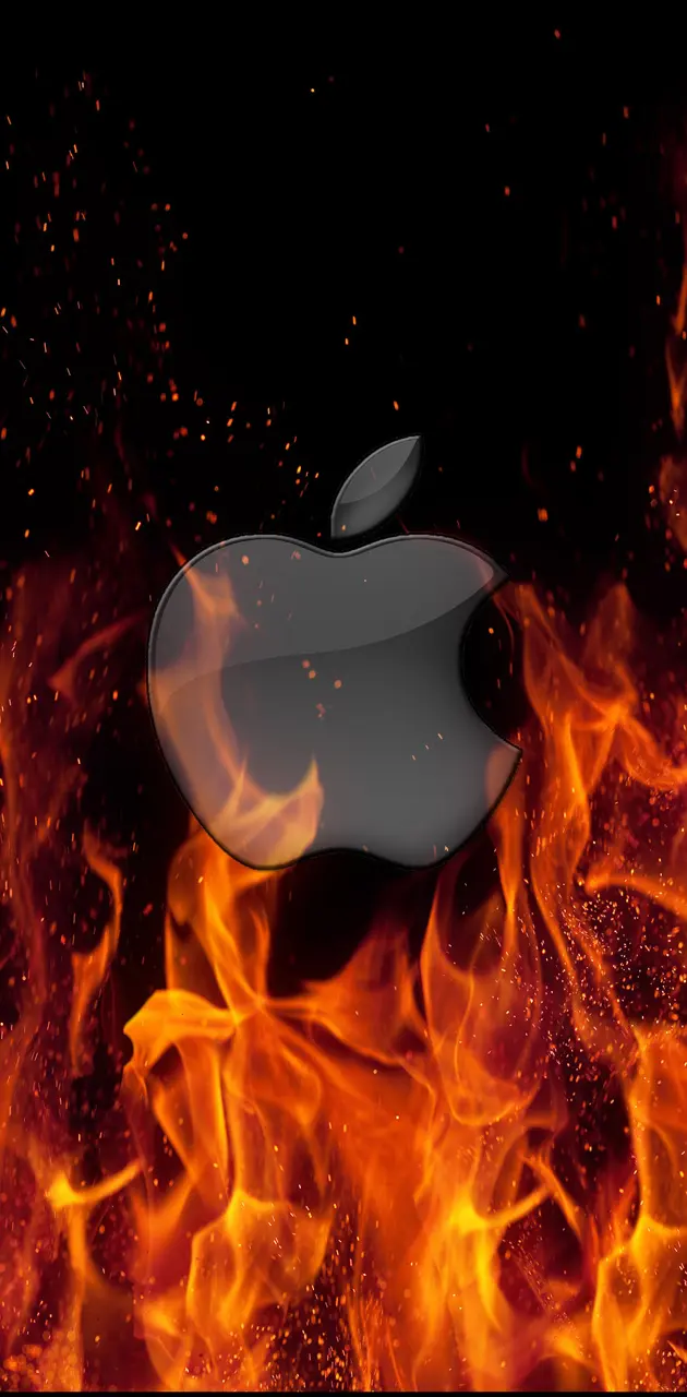 Apple logo on fire