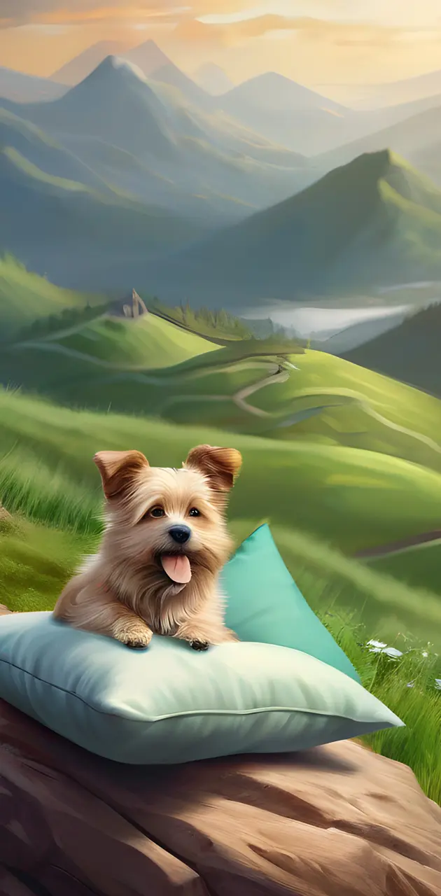 Cute Dog On Mountain