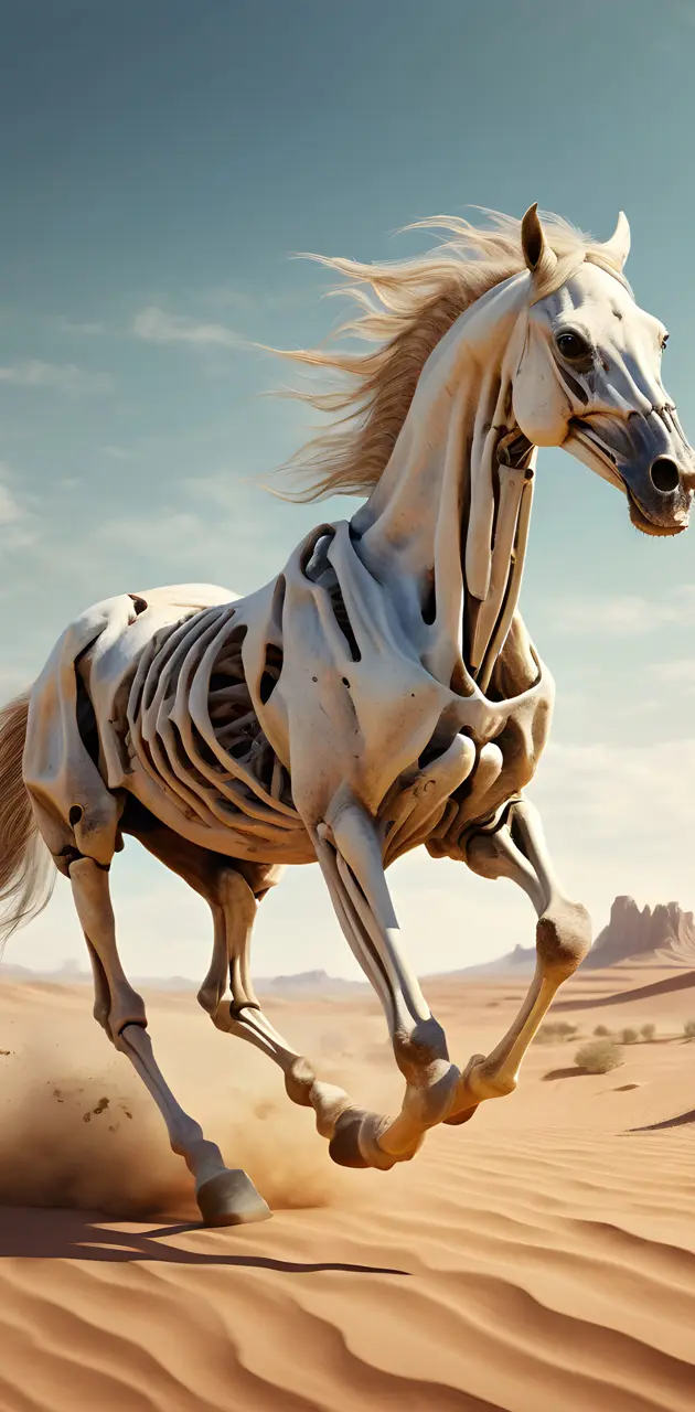 Skeletal Horse Running Dessert