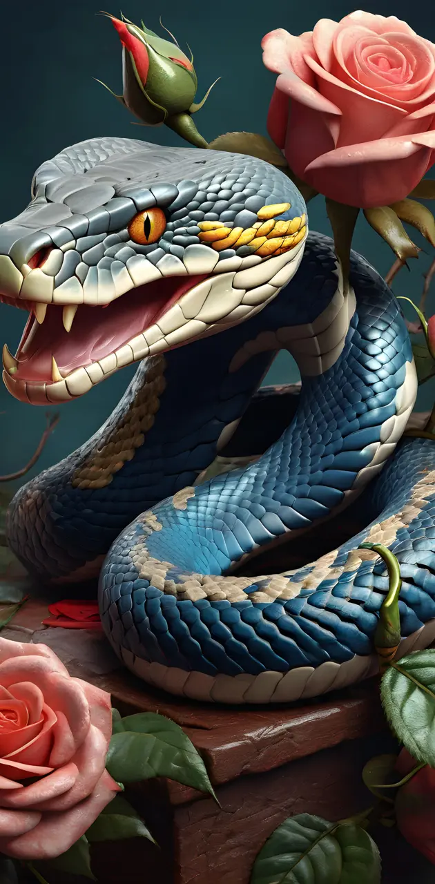 snake and roses