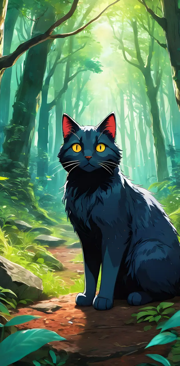 Black cat in a forest