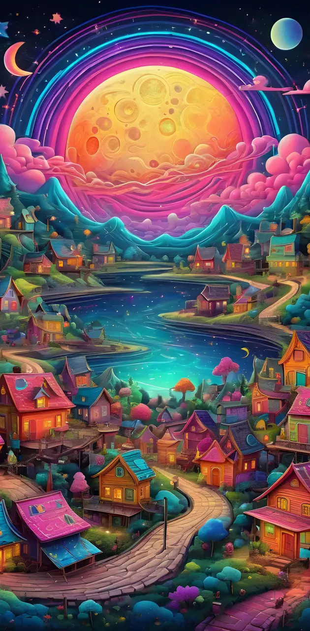 multi colorful village