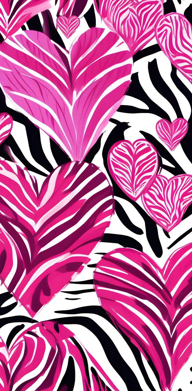 zebra hearts pink and black
