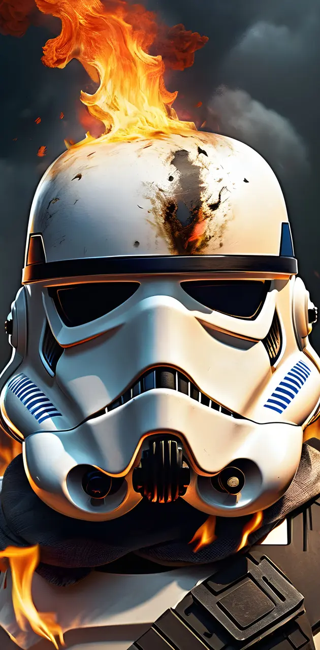 Storm trooper helmet burning