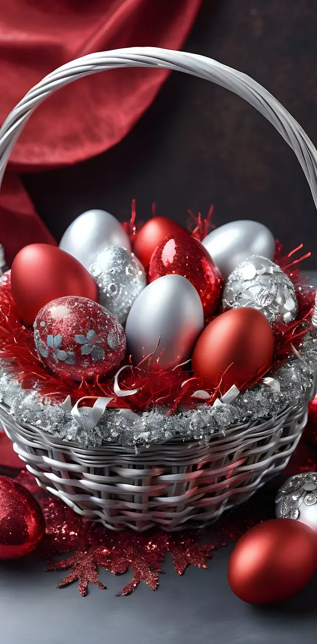 red and silver easter eggs