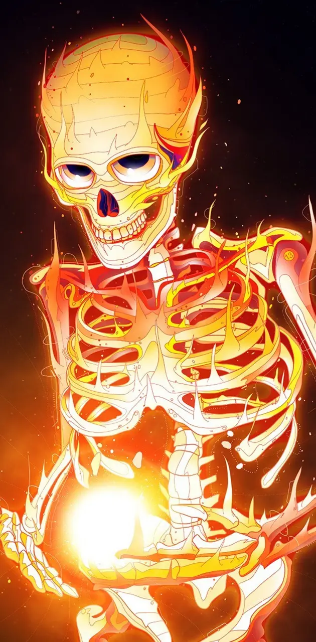Flaming skeleton