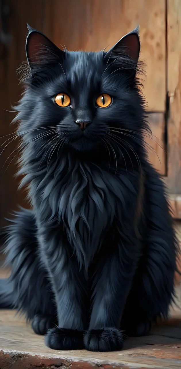 black cat long hairy