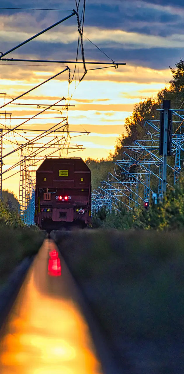 Train Railway Sunset
