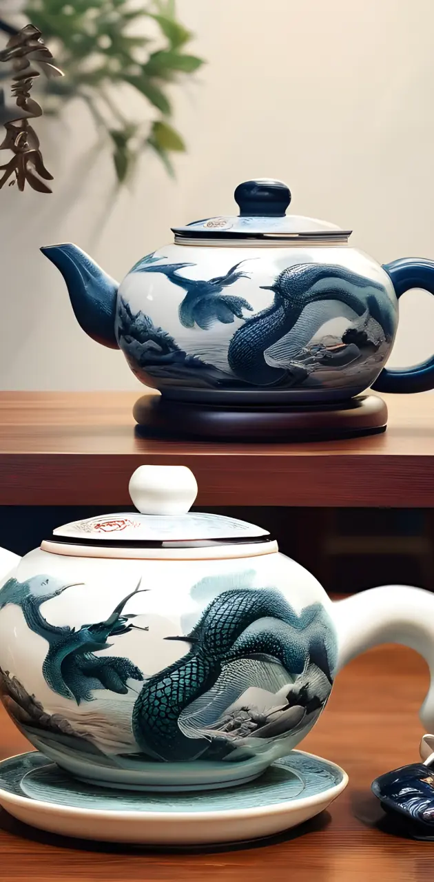 a teapot and a tea kettle on a table