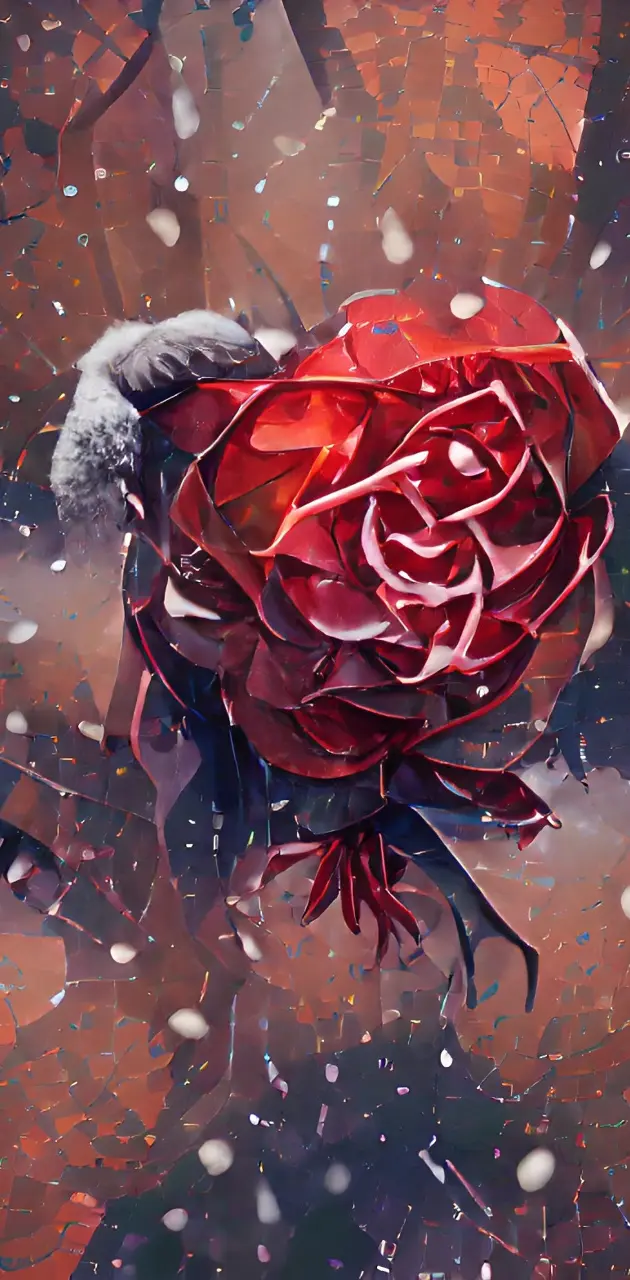 Red Rose In Snow