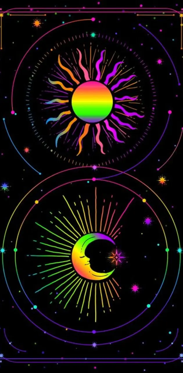 psychedelic sun and moon wallpaper