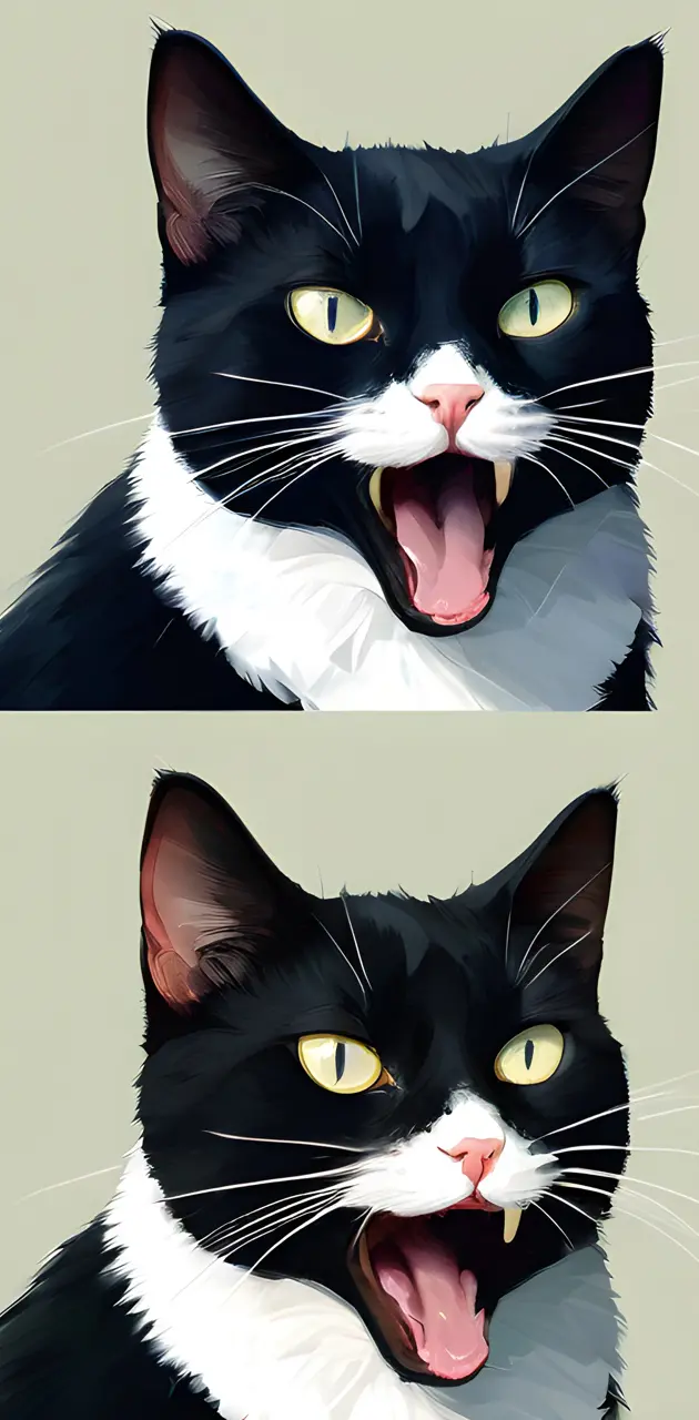 a collage of a cat with its mouth open