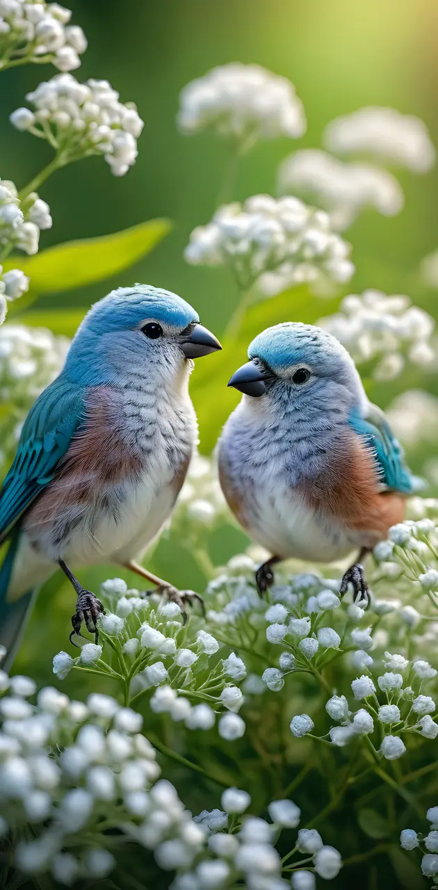 two birds on a flower