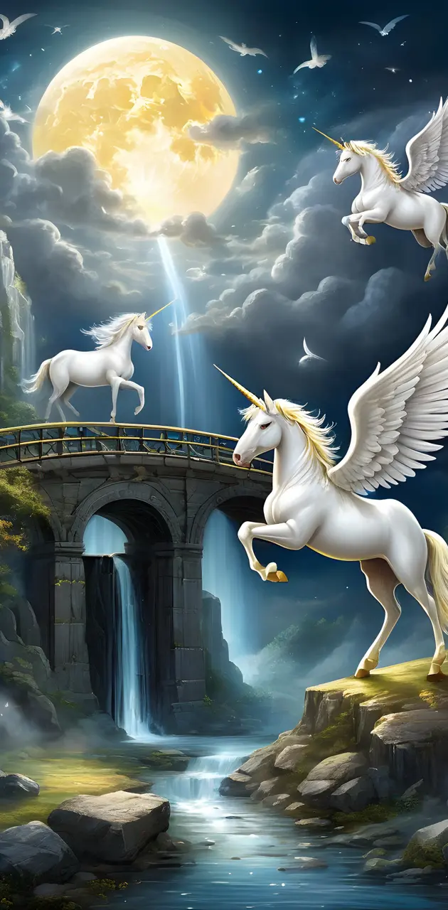 unicorns watching over the gates to heaven