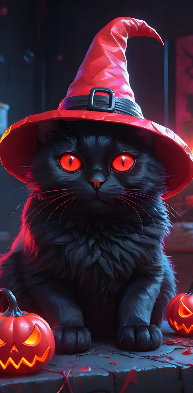 Neon red eyed cat