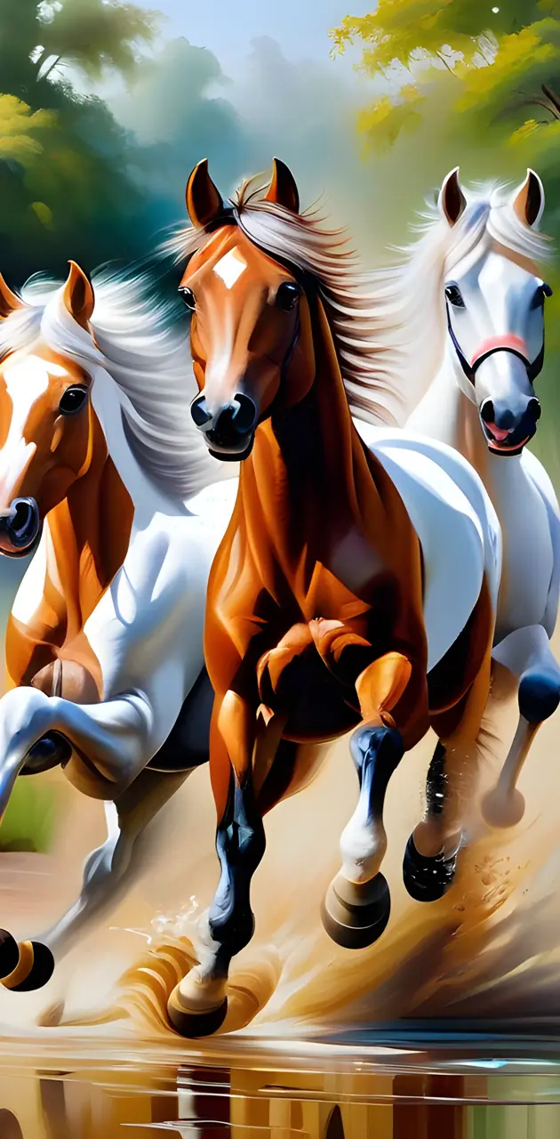 3 horses running