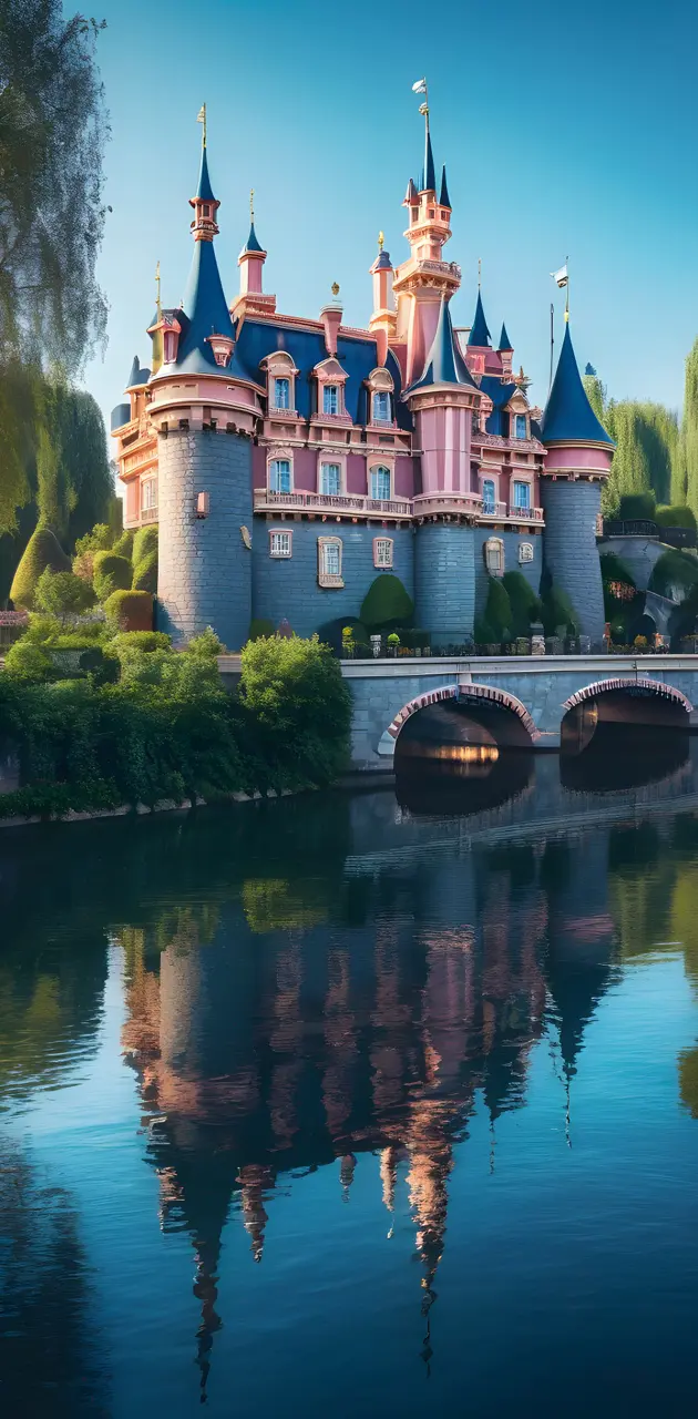 a castle with a bridge over a river