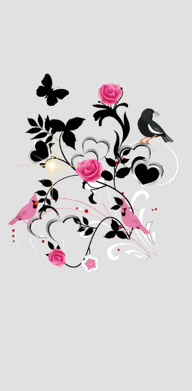Birds and roses