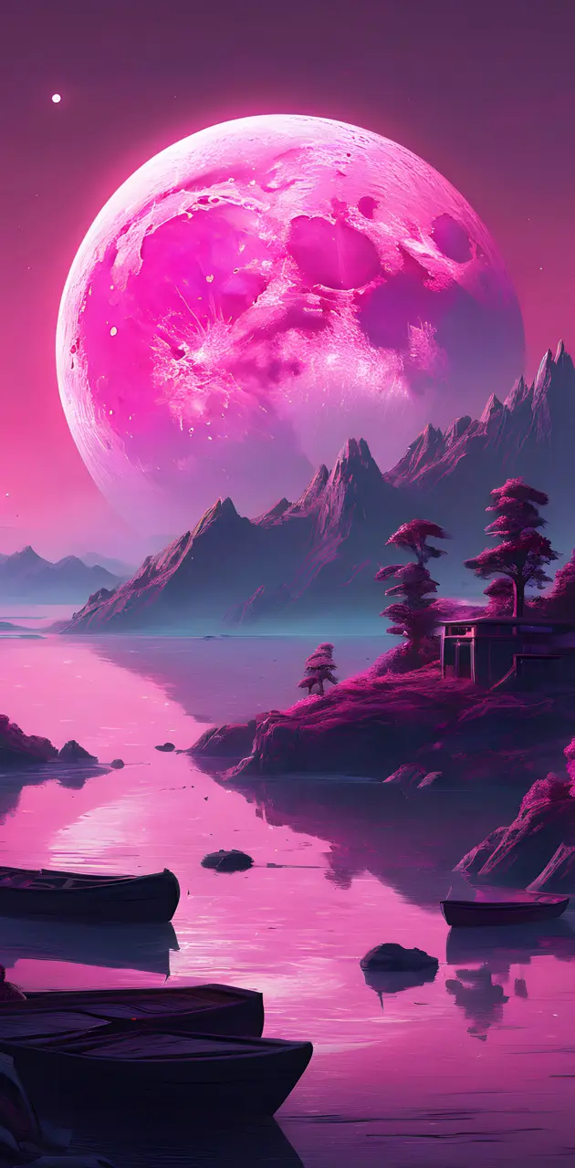 Pink Moon Mountainscape
