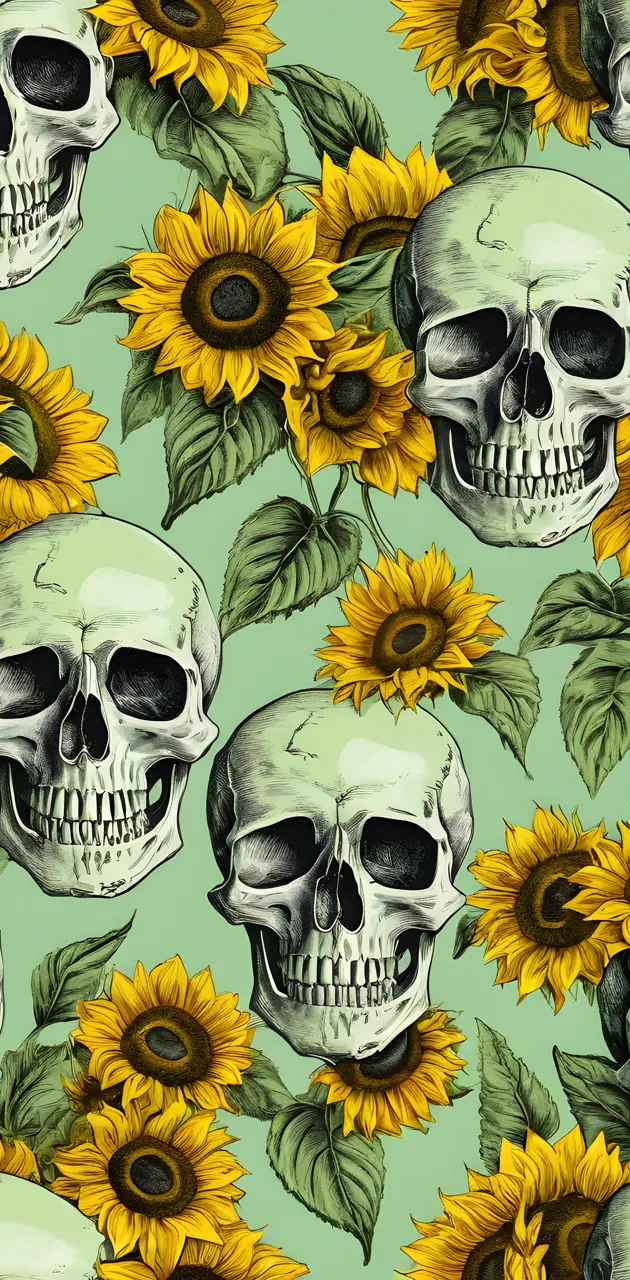 skulls and sunflowers