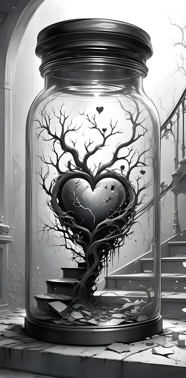 black and white canned heart