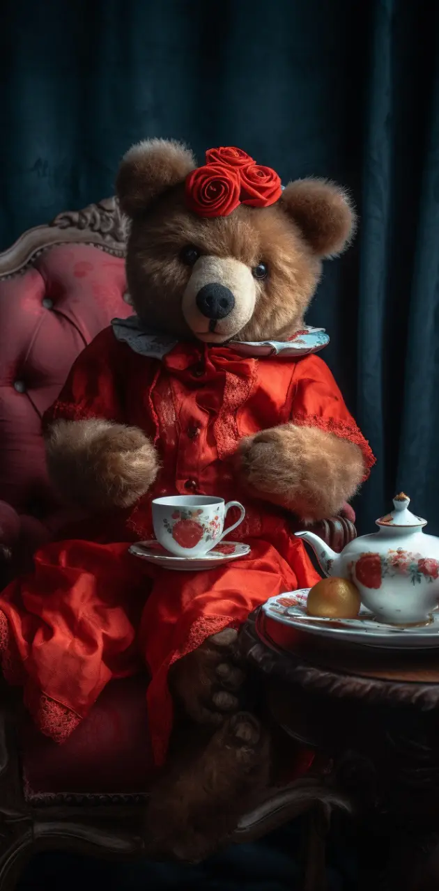 teddy having tea party