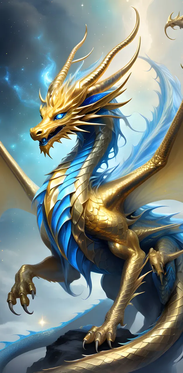 Blue and gold dragon