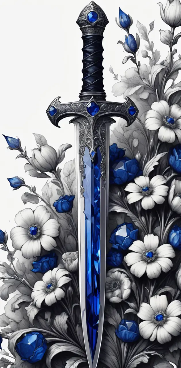 Sapphire blade and flowers 
