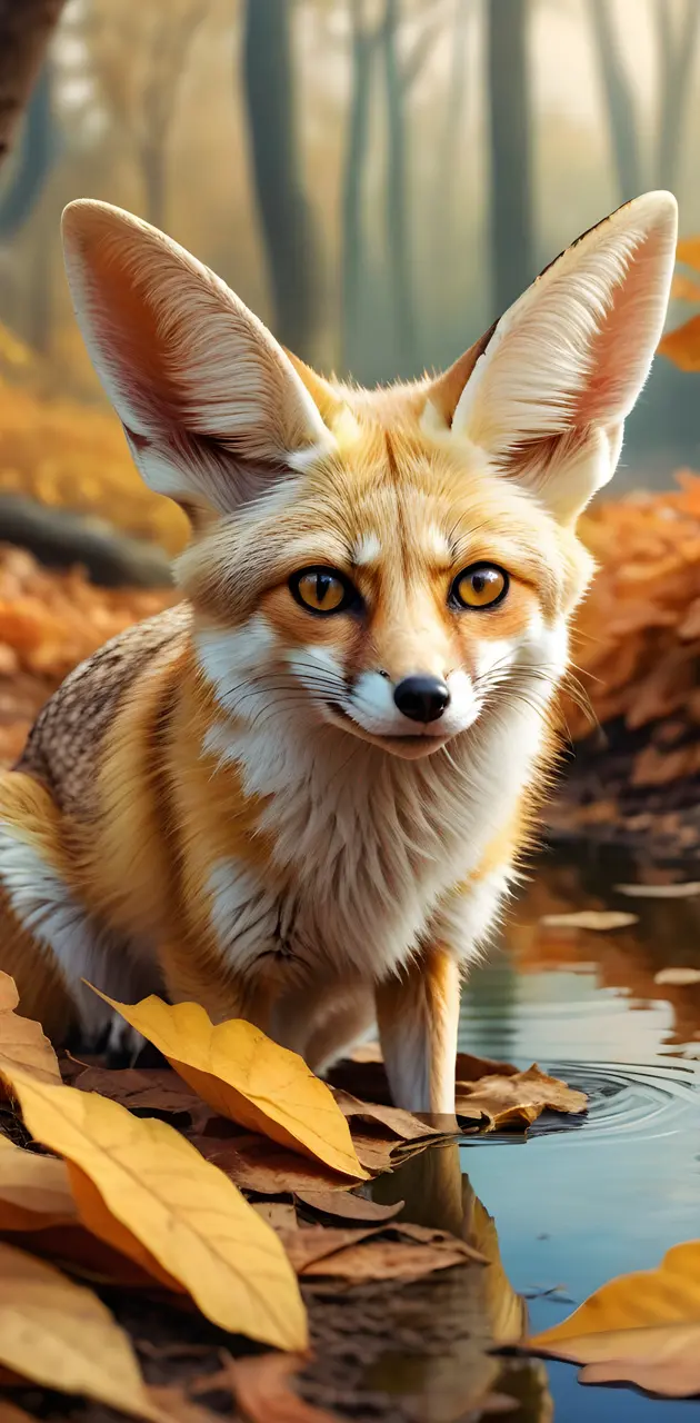 a fox standing in water