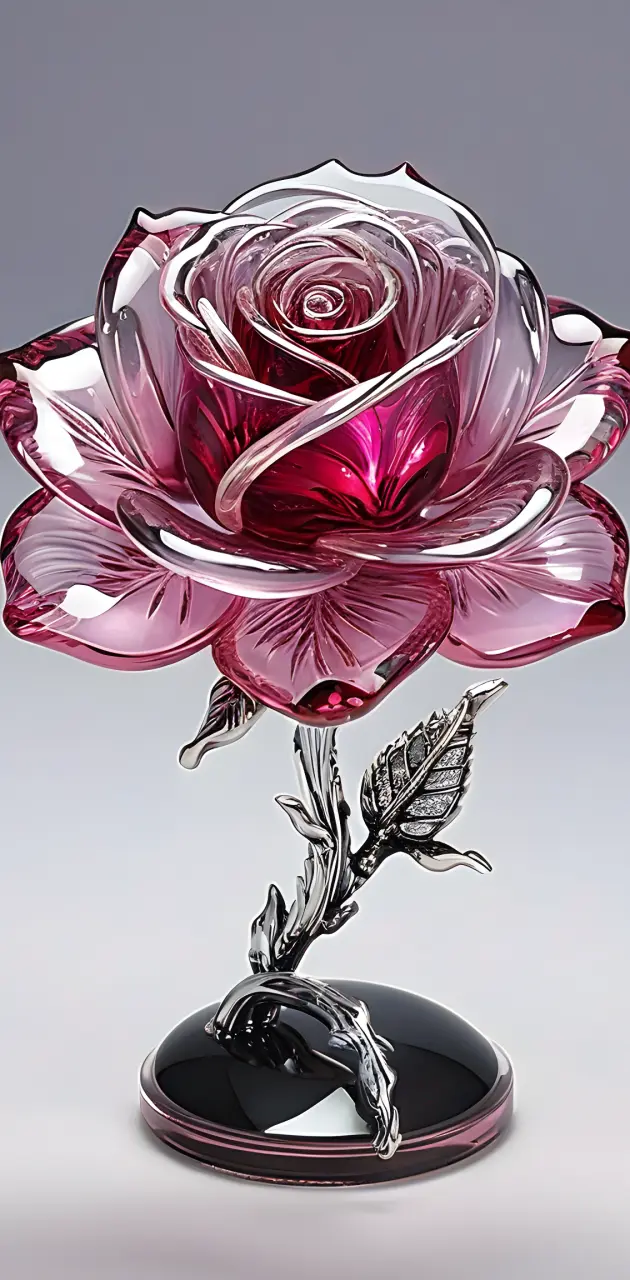 glass maroon rose