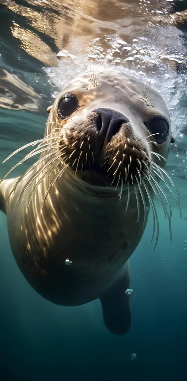 Baby sea lion in water