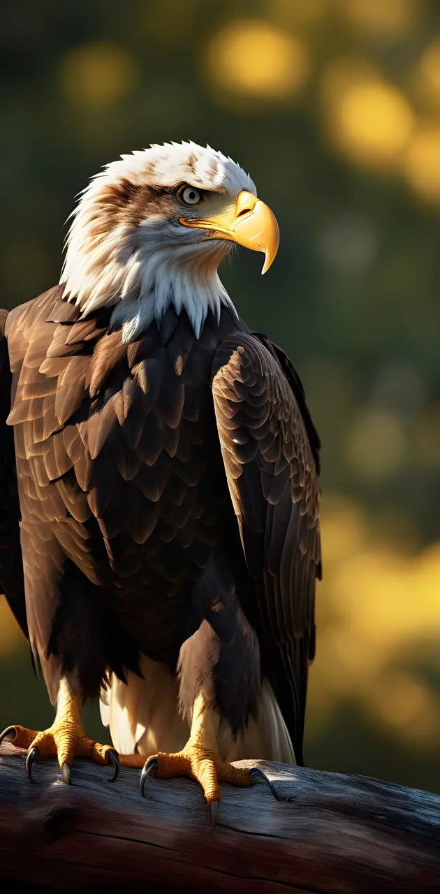 a bald eagle on a log