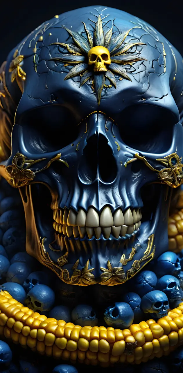 blue and maize skull