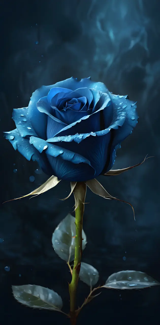 a blue rose with water droplets on it