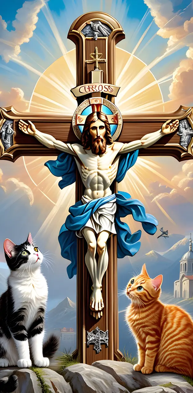 Jesus with cats