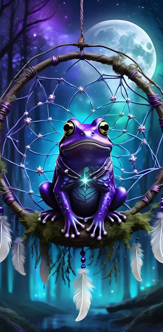 Mystical Purple Frog Dreamcatcher