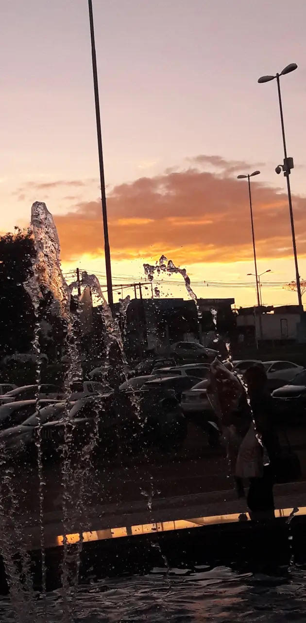 Fountain n sunset