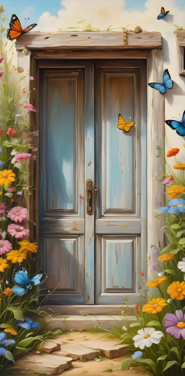 a door with butterflies on it