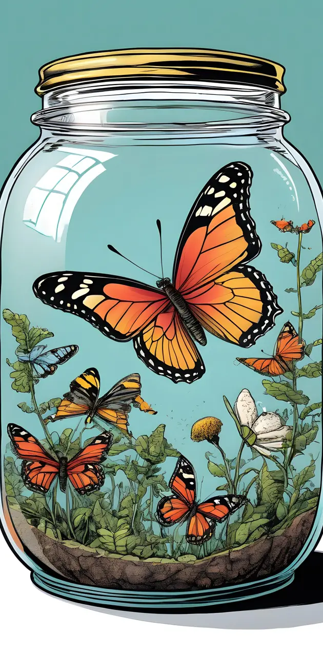 Butterflies in a jar