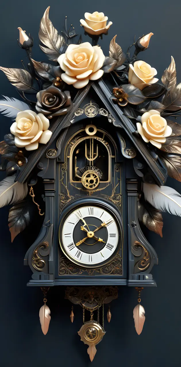 a clock with roses on it