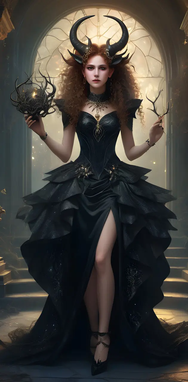a woman in a black dress