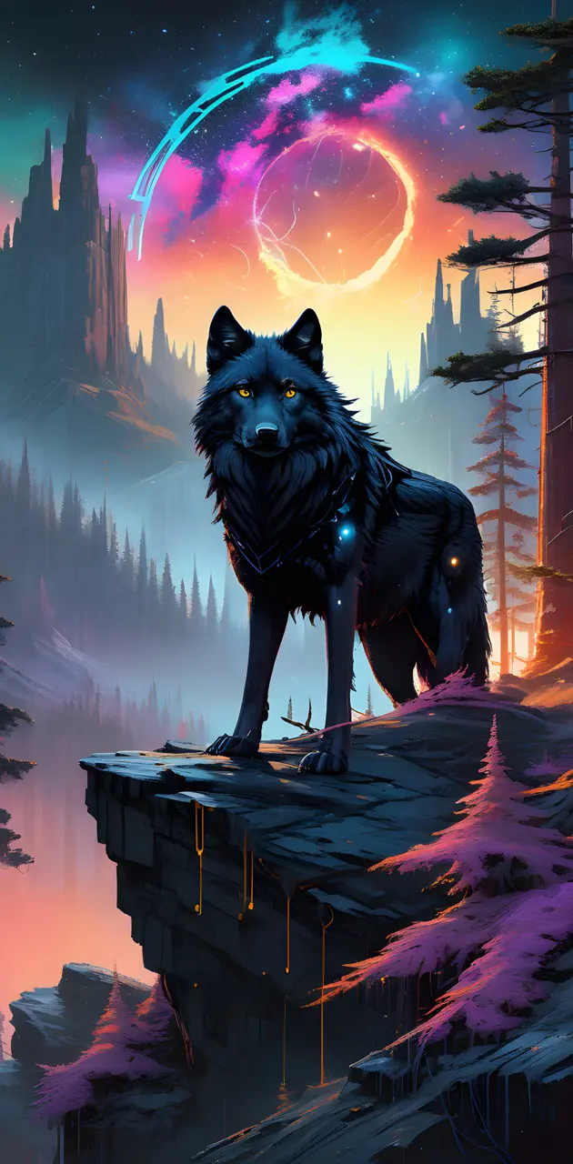 mystical black wolf