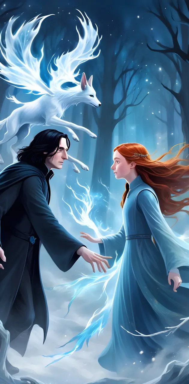 snape and Lily entertained with a patronus