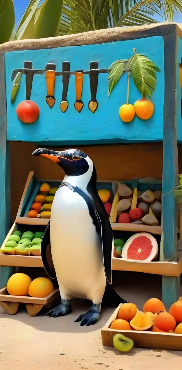 a painting of a penguin